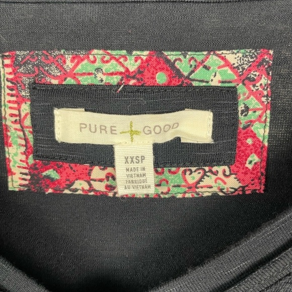 Anthropologie Pure + Good Black Soft Long V-Neck Long Sleeve Shirt - Picture 2 of 6